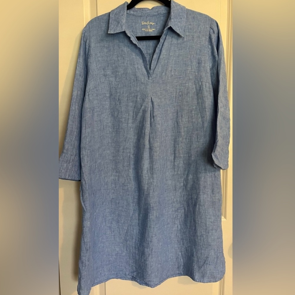 Lilly Pulitzer Blue Linen Tunic Dress Size Small